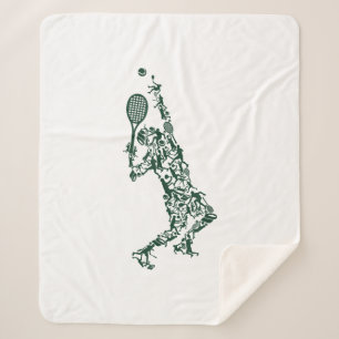 Tennis T Shirt - Player Positions Balls Racket in  Sherpa Blanket