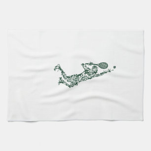 Tennis T Shirt - Player Positions Balls Racket in  Tea Towel