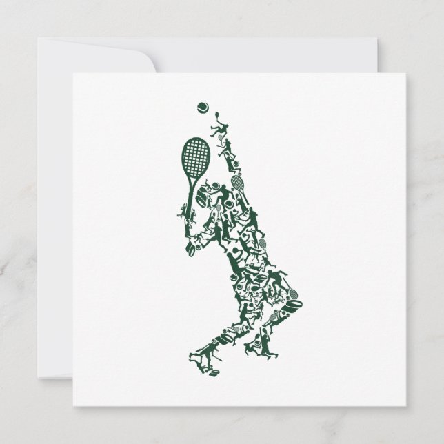 Tennis T Shirt - Player Positions Balls Racket in  Thank You Card (Front)
