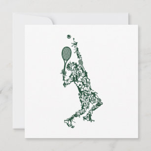Tennis T Shirt - Player Positions Balls Racket in Thank You Card