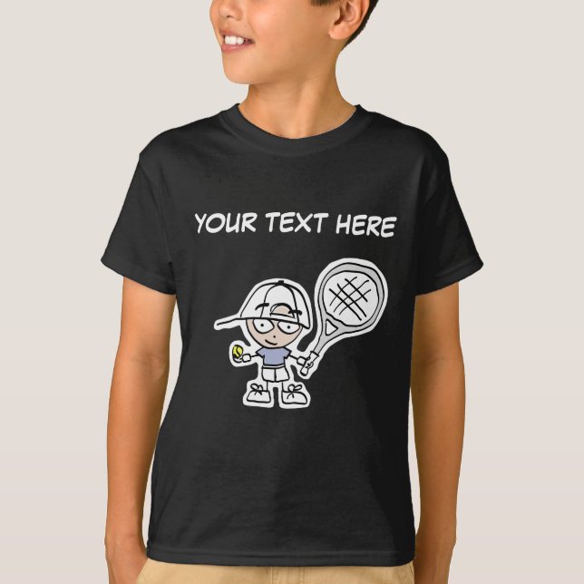 Tennis T Shirt with personalizable cartoon print (Front)