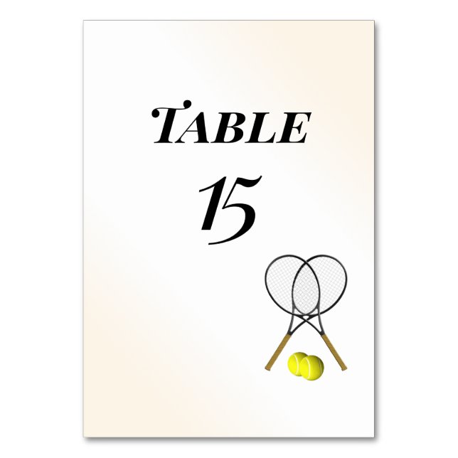 Tennis Table Number Place Cards (Front)
