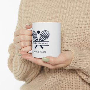Tennis Team Club Name Navy Blue Logo Custom Two-Tone Coffee Mug