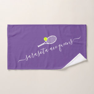 Tennis Team Name Personalised Purple Hand Towel