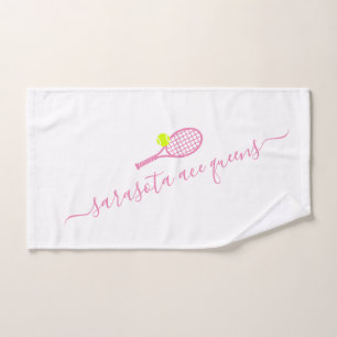 Tennis Team Name Pink Personalised Hand Towel