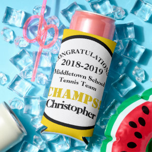 Tennis Team Player Yellow Can Cooler