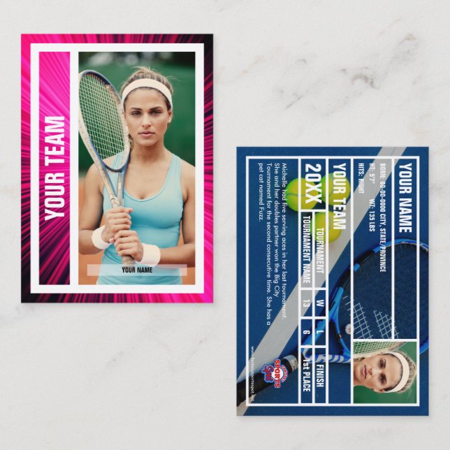 Tennis Team Trading Card - Pink/Black Rays (Front/Back)