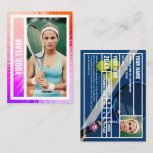 Tennis Team Trading Card - Pink/Purple/Red Rays