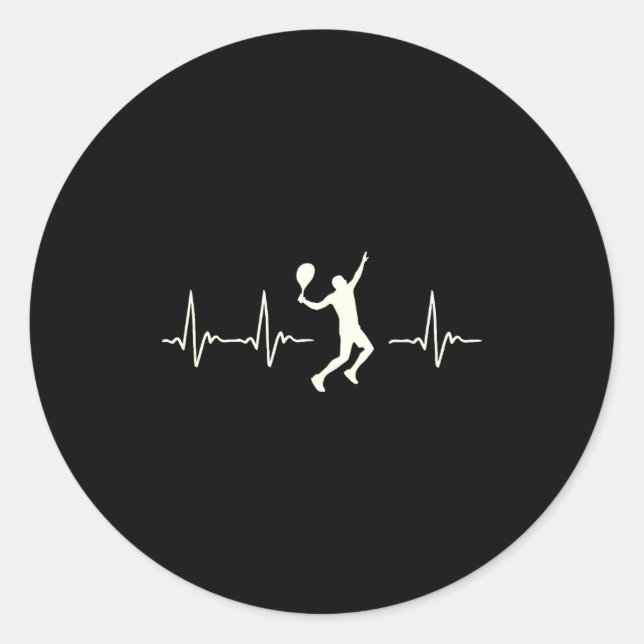 Tennis Tee For Men - Tennis Heartbeat Funny _1  Classic Round Sticker (Front)