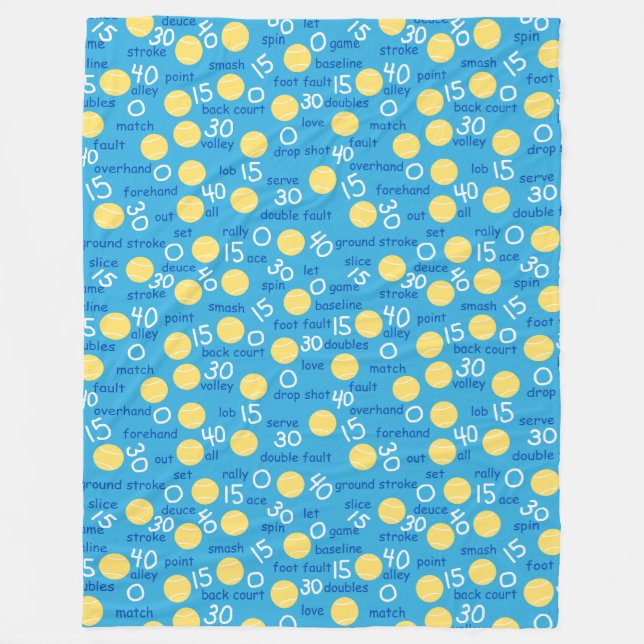 Tennis Terms Fleece Blanket (Front)