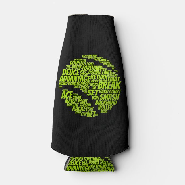 Tennis Terms Tennis Player Playing Tennis Ball Bottle Cooler (Front)