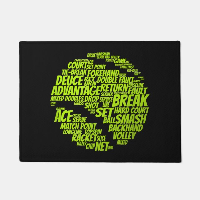 Tennis Terms Tennis Player Playing Tennis Ball Doormat (Front)