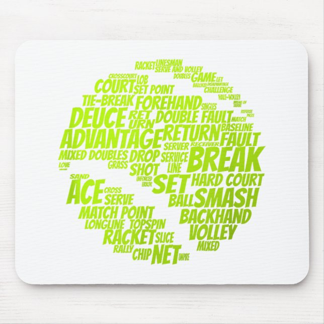 Tennis Terms Tennis Player Playing Tennis Ball Mouse Mat (Front)