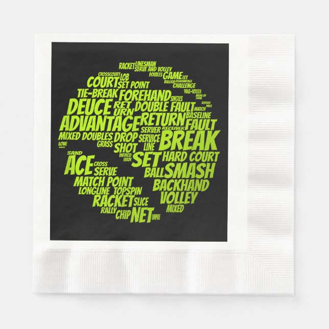 Tennis Terms Tennis Player Playing Tennis Ball Napkin (Front)