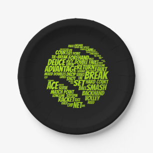 Tennis Terms Tennis Player Playing Tennis Ball Paper Plate