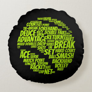 Tennis Terms Tennis Player Playing Tennis Ball Round Cushion