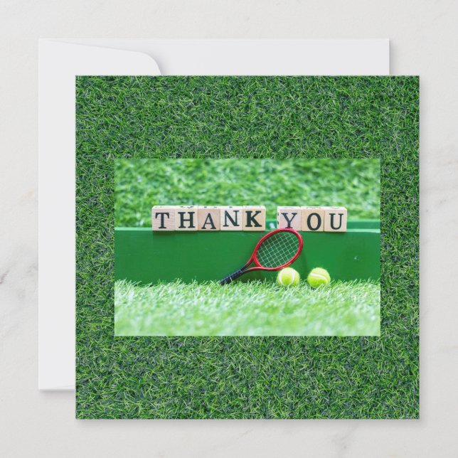 Tennis Thank you card ball and racket for coach (Front)