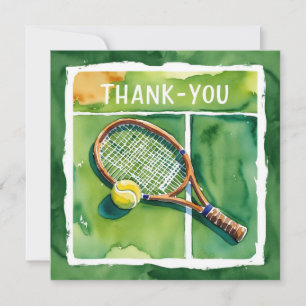 Tennis thank you card racket and ball  watercolor 