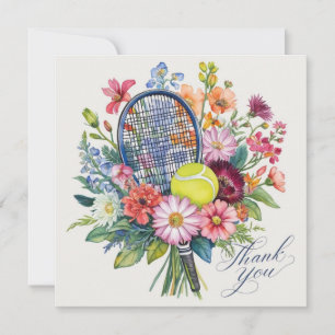 Tennis thank you card racket and ball  watercolor 