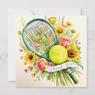 Tennis thank you card racket and ball  watercolor 