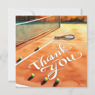 Tennis thank you card racket and ball  watercolor 