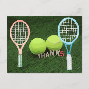 Tennis Thank you card two ball and racket