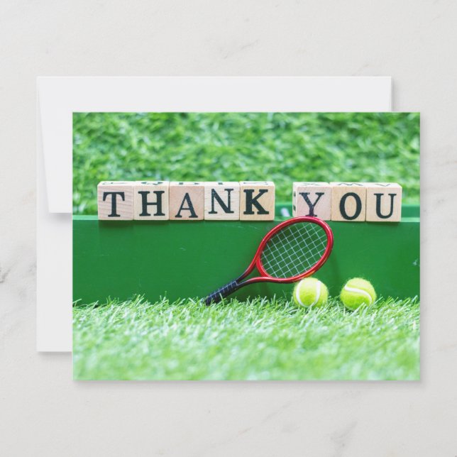 Tennis Thank you card with ball and racket (Front)