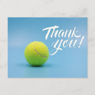 Tennis  Thank you card with ball on blue