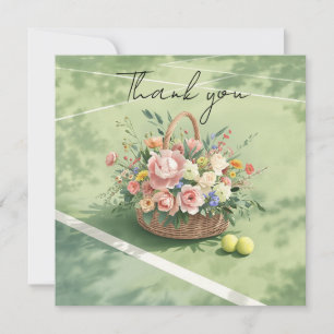 Tennis thank you card with ball on court