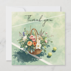 Tennis thank you card with ball on court