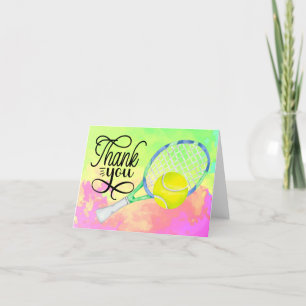 Tennis  thank you card with ball on court