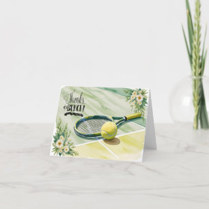 Tennis  thank you card with ball on court