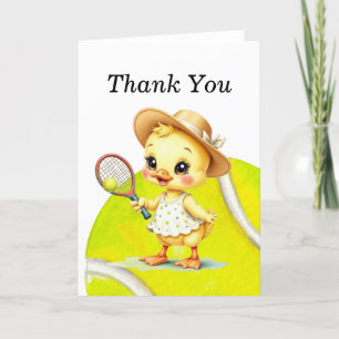 Tennis thank you card with Duck Player watercolor