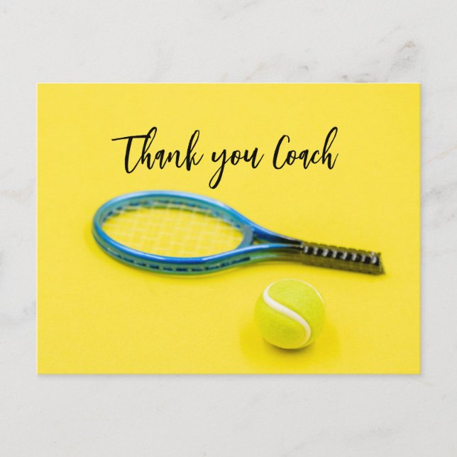 Tennis Thank you Coach for Tennis Player  Postcard (Front)
