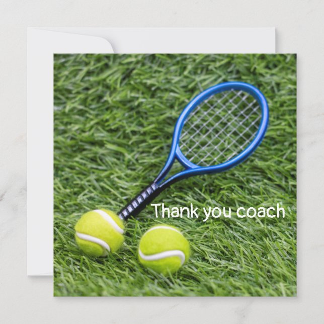 Tennis Thank you coach with racket on green (Front)