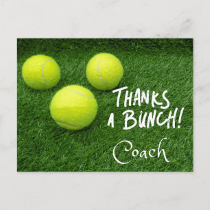 Tennis Thank you Coach with tennis on green Postcard