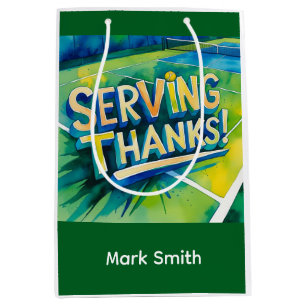 Tennis Thank you party with racket and ball  Medium Gift Bag