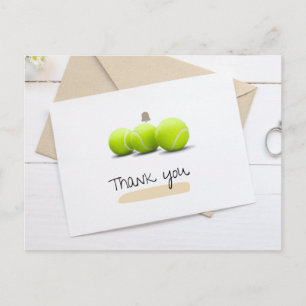 Tennis Thank you with tennis on white Postcard