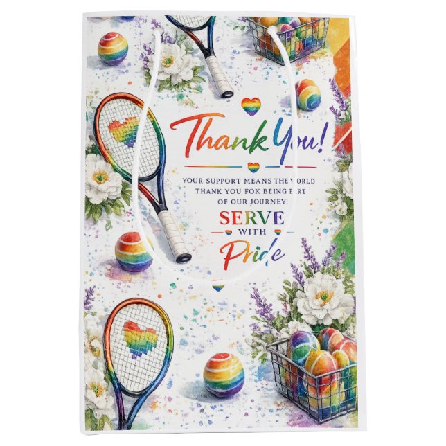 Tennis The Pride Month Rainbow themed Medium Gift Bag (Front)