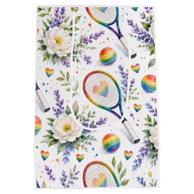Tennis The Pride Month Rainbow themed Medium Gift Bag (Back)