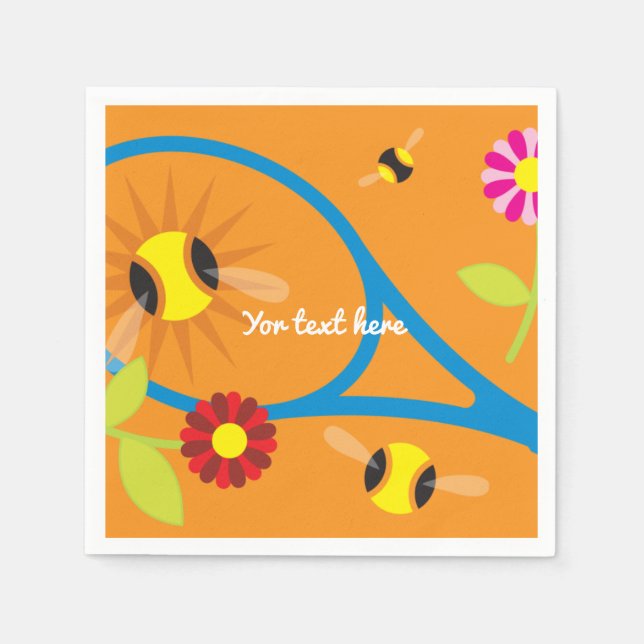 Tennis theme BBQ or kids Birthday party napkins (Front)