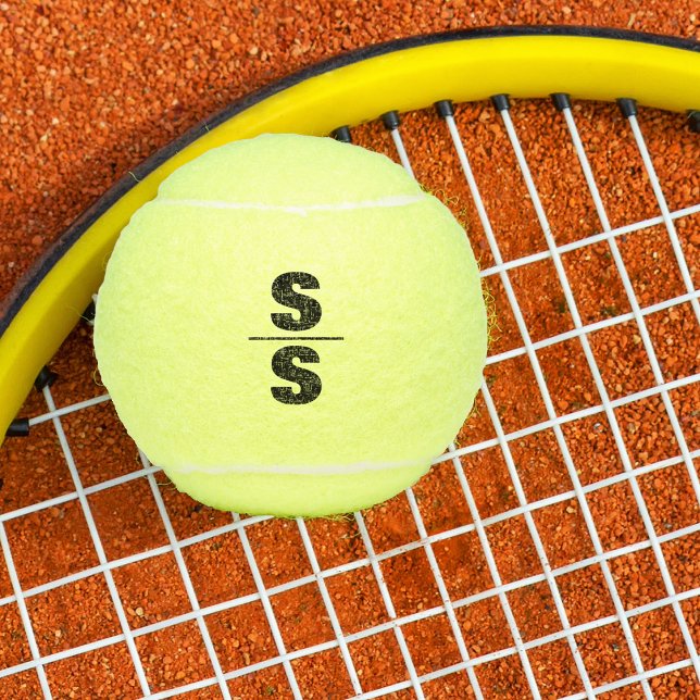 Tennis Theme Big Bold Monogrammed Tennis Balls (Bold Monogrammed Tennis Balls for single and doubles players. )