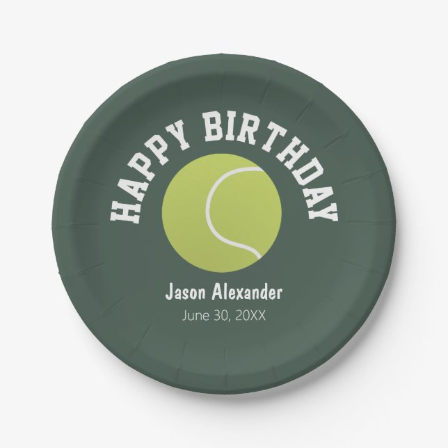 Tennis Theme Birthday Party Paper Plates Tableware (Front)