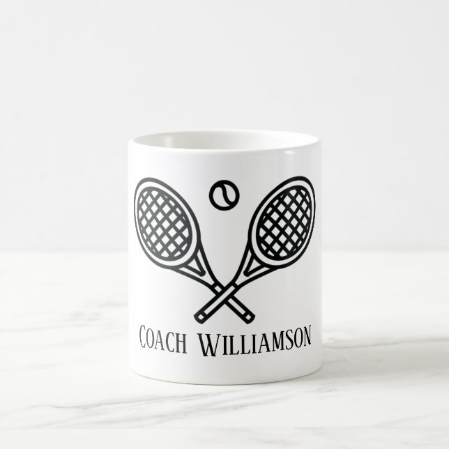 Tennis Theme Coach Monogrammed Name Coffee Mug (Center)