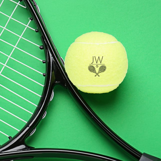 Tennis Theme Modern Monogrammed Tennis Balls (Time for Tennis. Personalized monogrammed tennis balls. Features tennis logo. Team or singles player)
