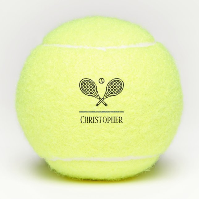 Tennis Theme Monogrammed Name Balls (Front)