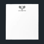 Tennis Theme Monogrammed Name Notepad<br><div class="desc">Single tennis players and doubles teams will love this tennis themed designed. Modern logo icon style design with two rackets and a ball. Add your name to create a customised design. Great for coaches too!</div>