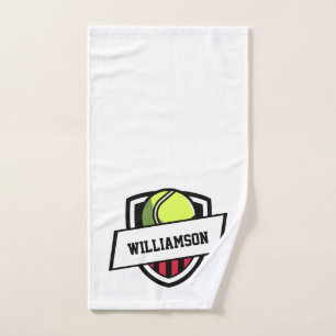Tennis Theme Monogrammed Name Tennis Ball Hand Towel
