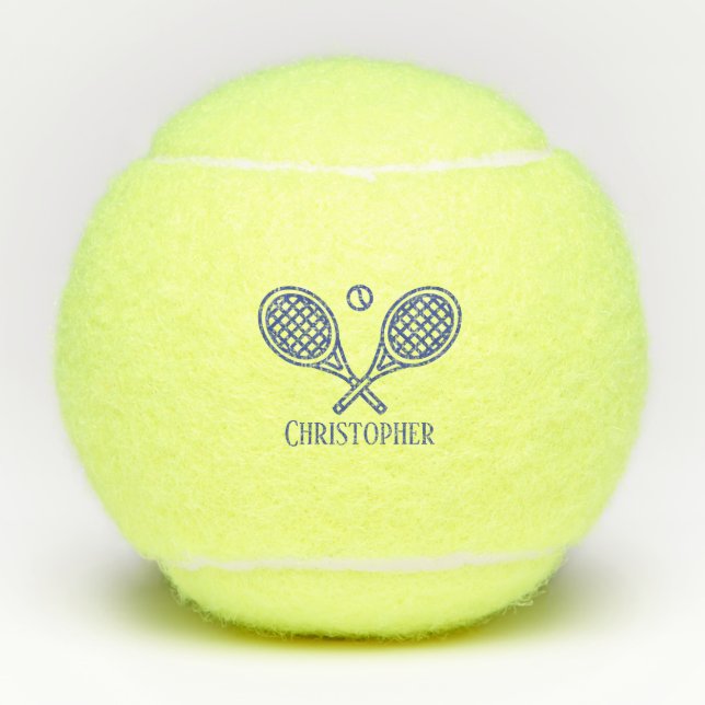 Tennis Theme Monogrammed Name Tennis Balls (Front)