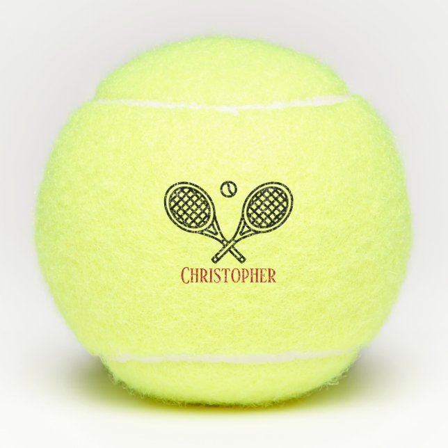 Tennis Theme Monogrammed Name Tennis Balls (Front)
